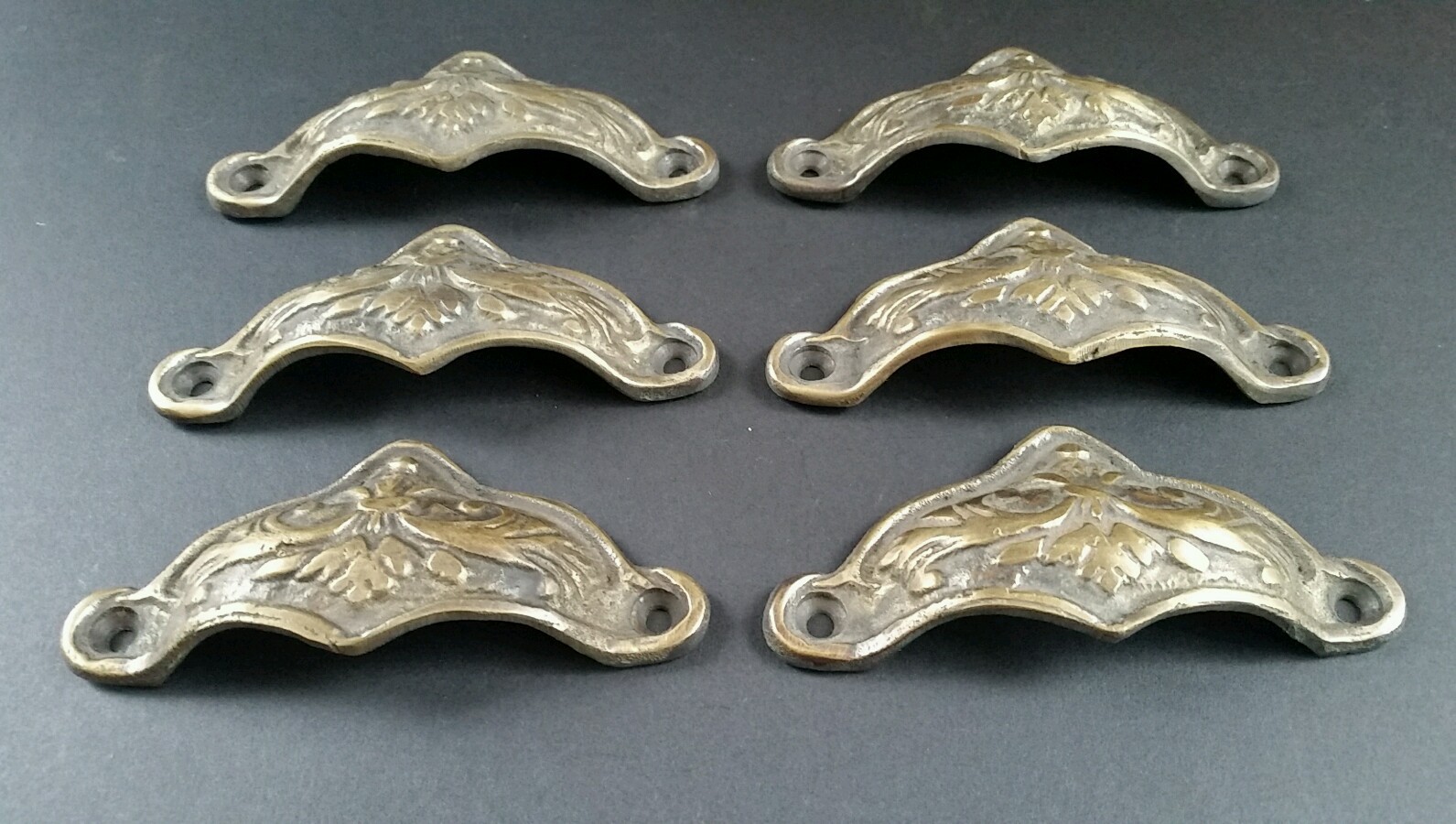 6 Brass Antique Style Victorian Swag Apothecary Cabinet Drawer Handles Pull #A10