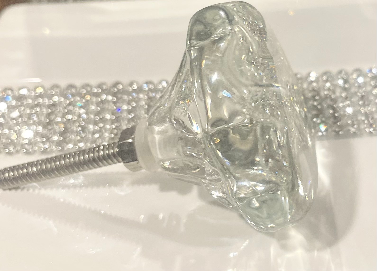 1; VINTAGE HOLLYWOOD REGENCY CRYSTAL clear GLASS DRAWER CABINET KNOBS HANDLES