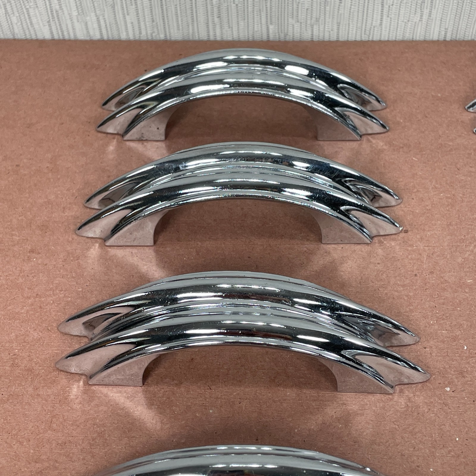 2 Vintage Chrome Cabinet Pulls Drawer ( Similar to Youngstown & Amerock E311 )