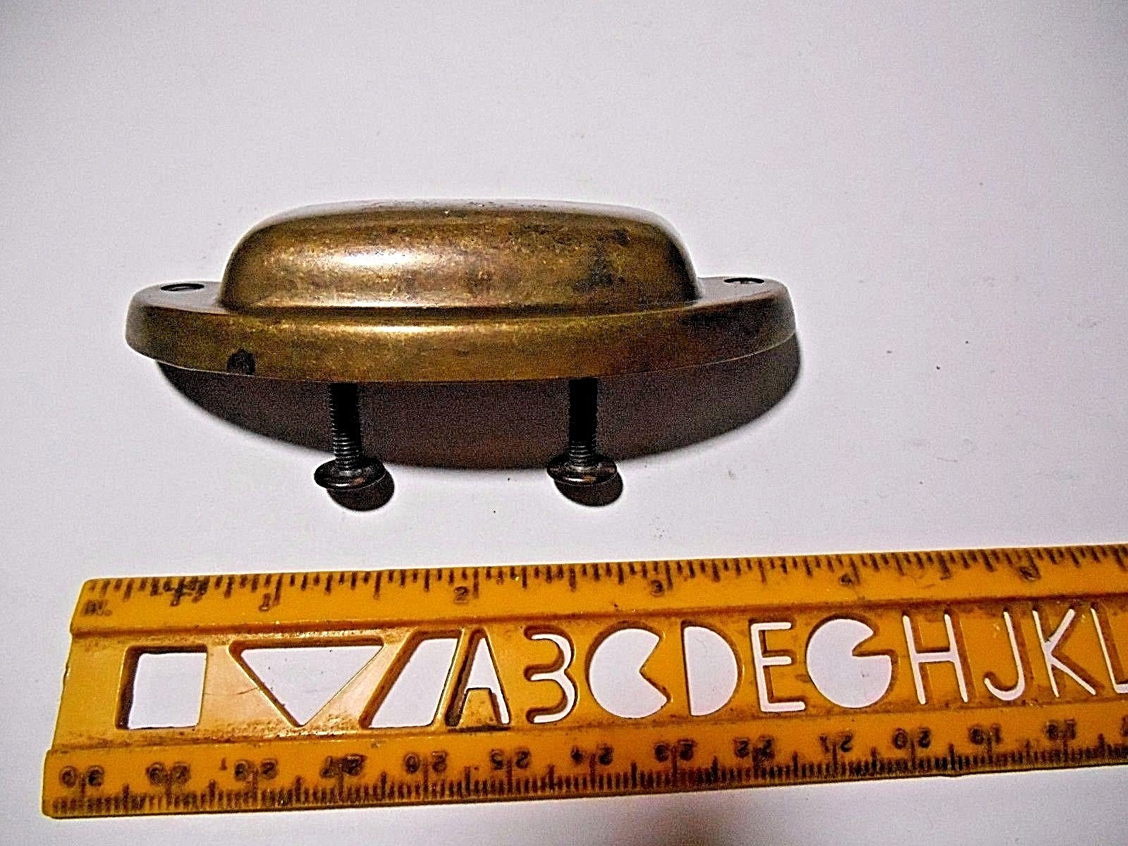 LOT OF 3 BRASS TONED DIE-CAST METAL DRAWER PULLS OR HANDLES WITH SCREWS