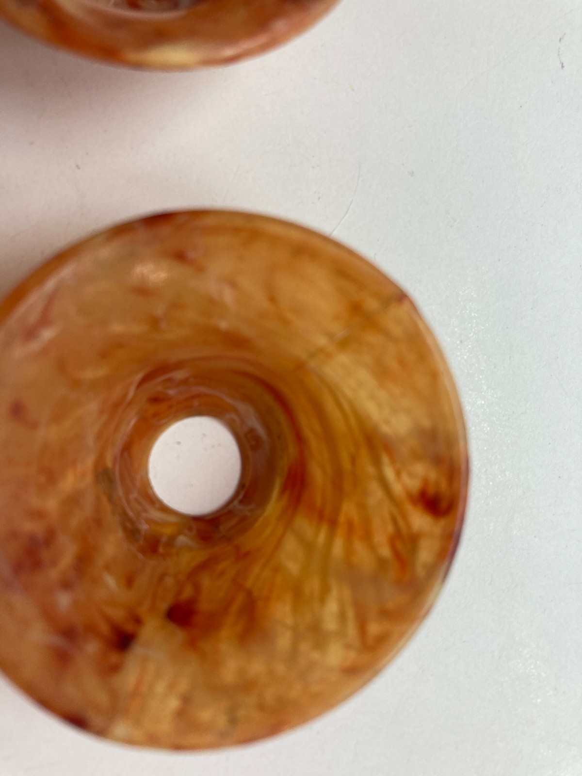 Vintage knob marblelized orange celluloid back plate cups lot of 2
