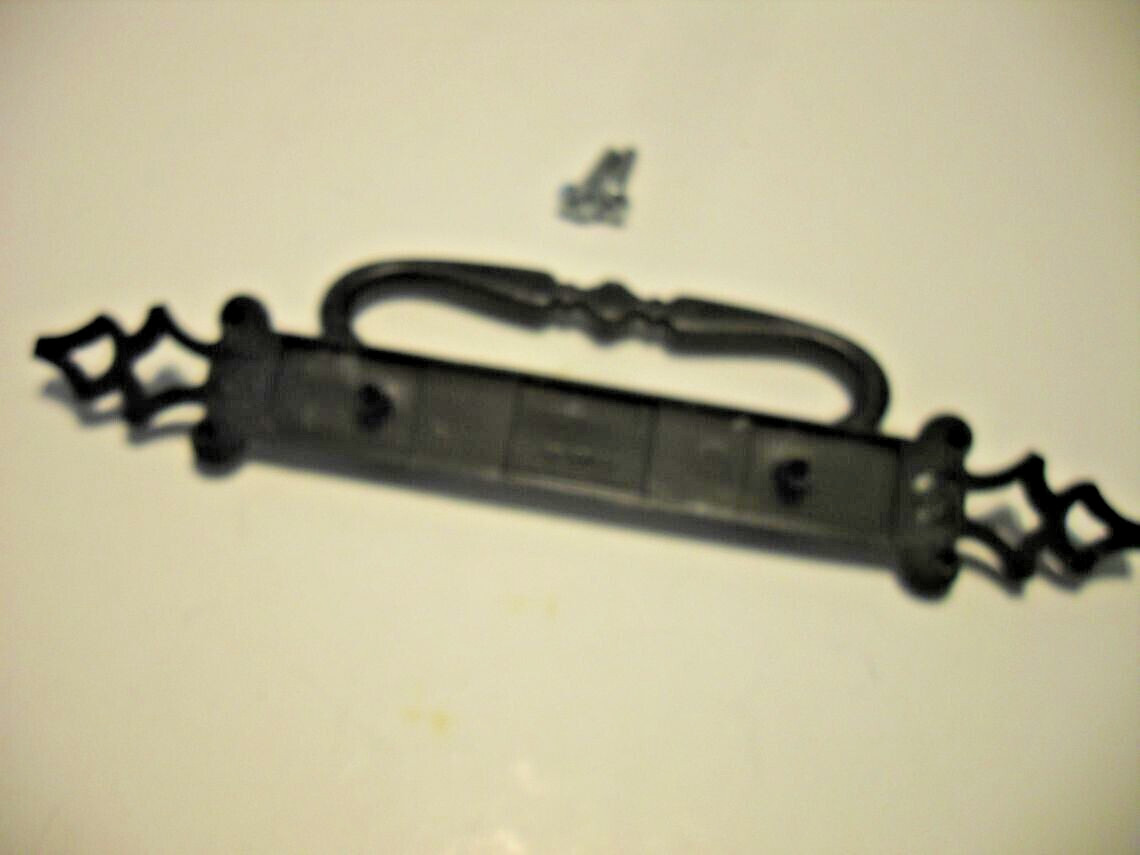 Vintage Silver/Pewter & Black Gothic Drawer Pull Drop Bale Dresser Handle