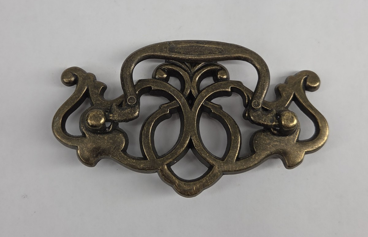 Vintage Lot of 2 Chippendale Pierced Batwing Drawer Pull Handles Brass Pulls