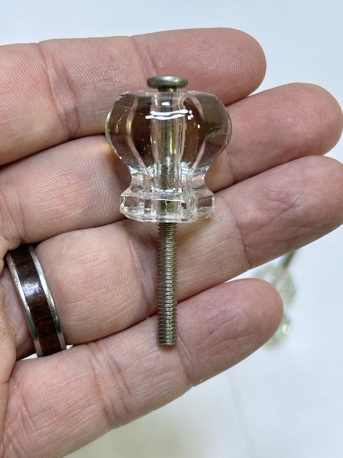 Vintage Hexagon 1 in. Clear Glass Drawer Cabinet Knobs Set Of 4