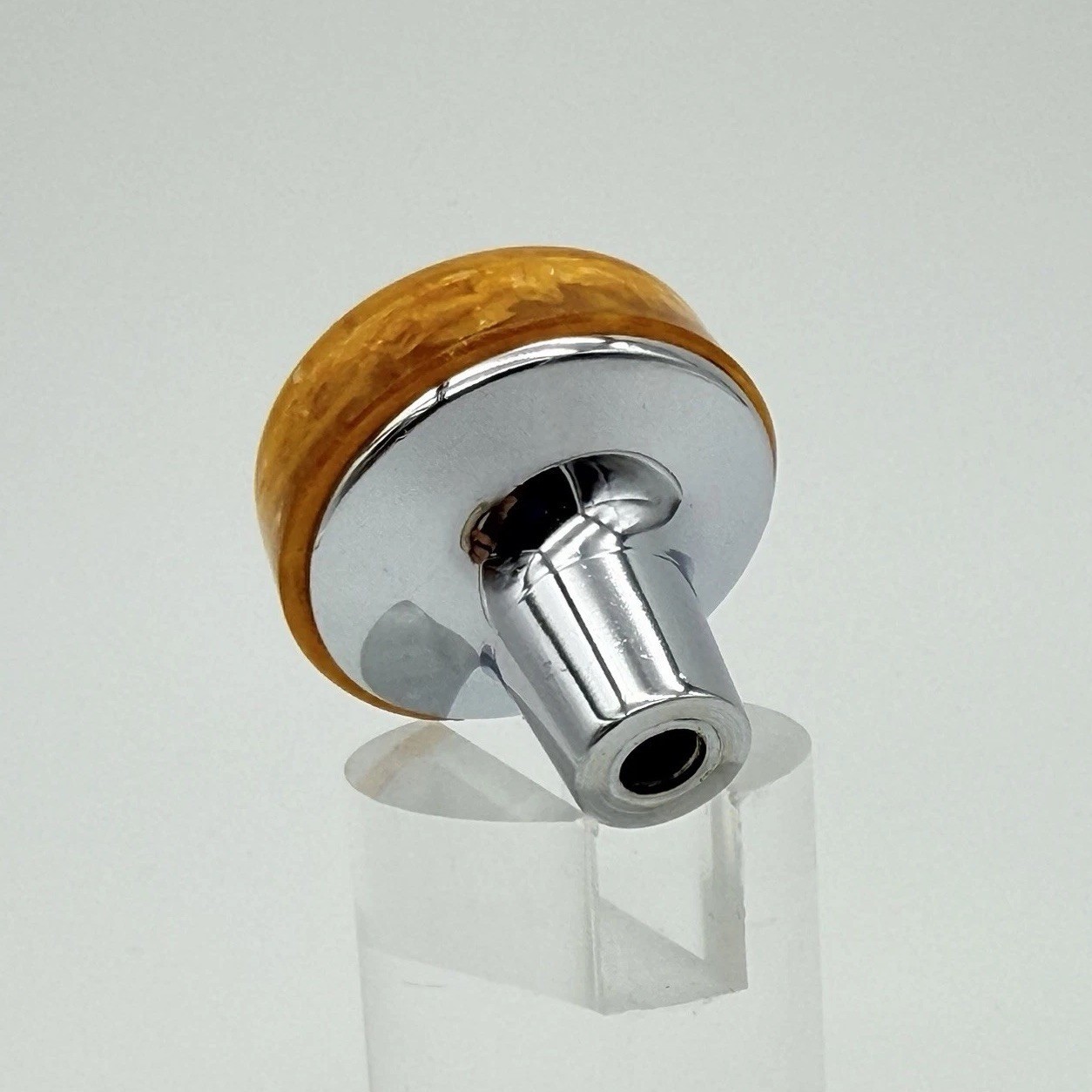 Vintage Butterscotch Amber Lucite Cabinet Knob MCM Chrome Drawer Pull 1970s-80s