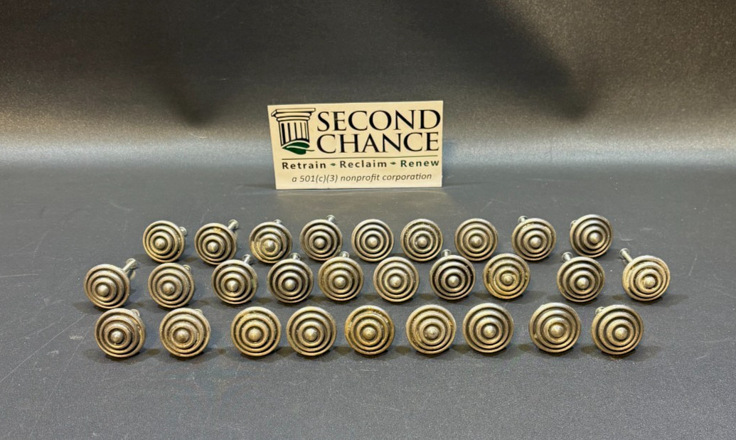 Brushed Nickel Knobs – Set of 23 – Concentric Circle Bullseye Drawer Pulls