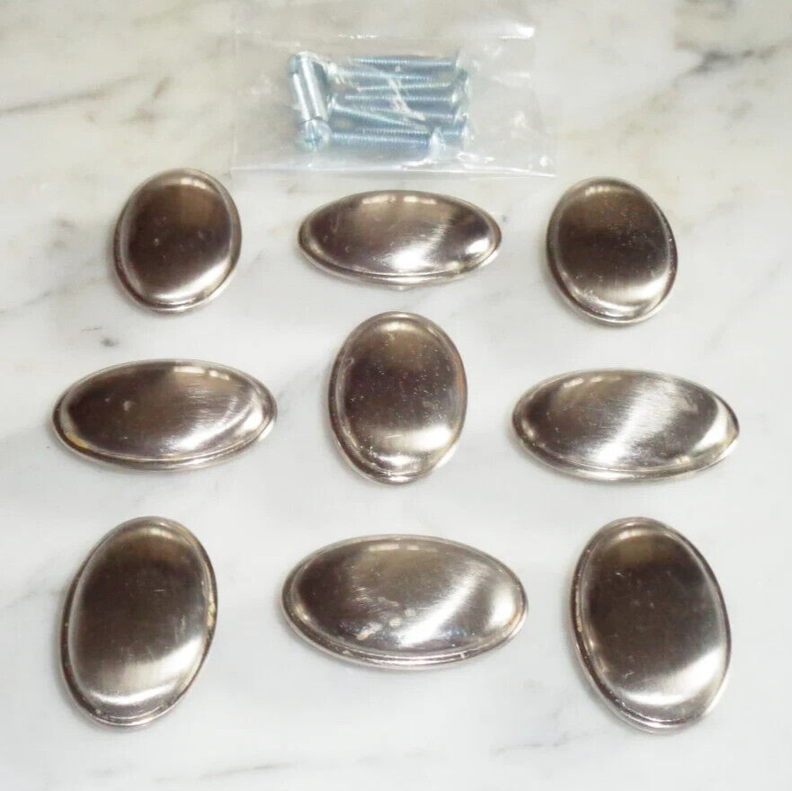 Oval Chrome Cabinet Drawer Pull Knobs 1 5/8 x 1 inch Set of 9
