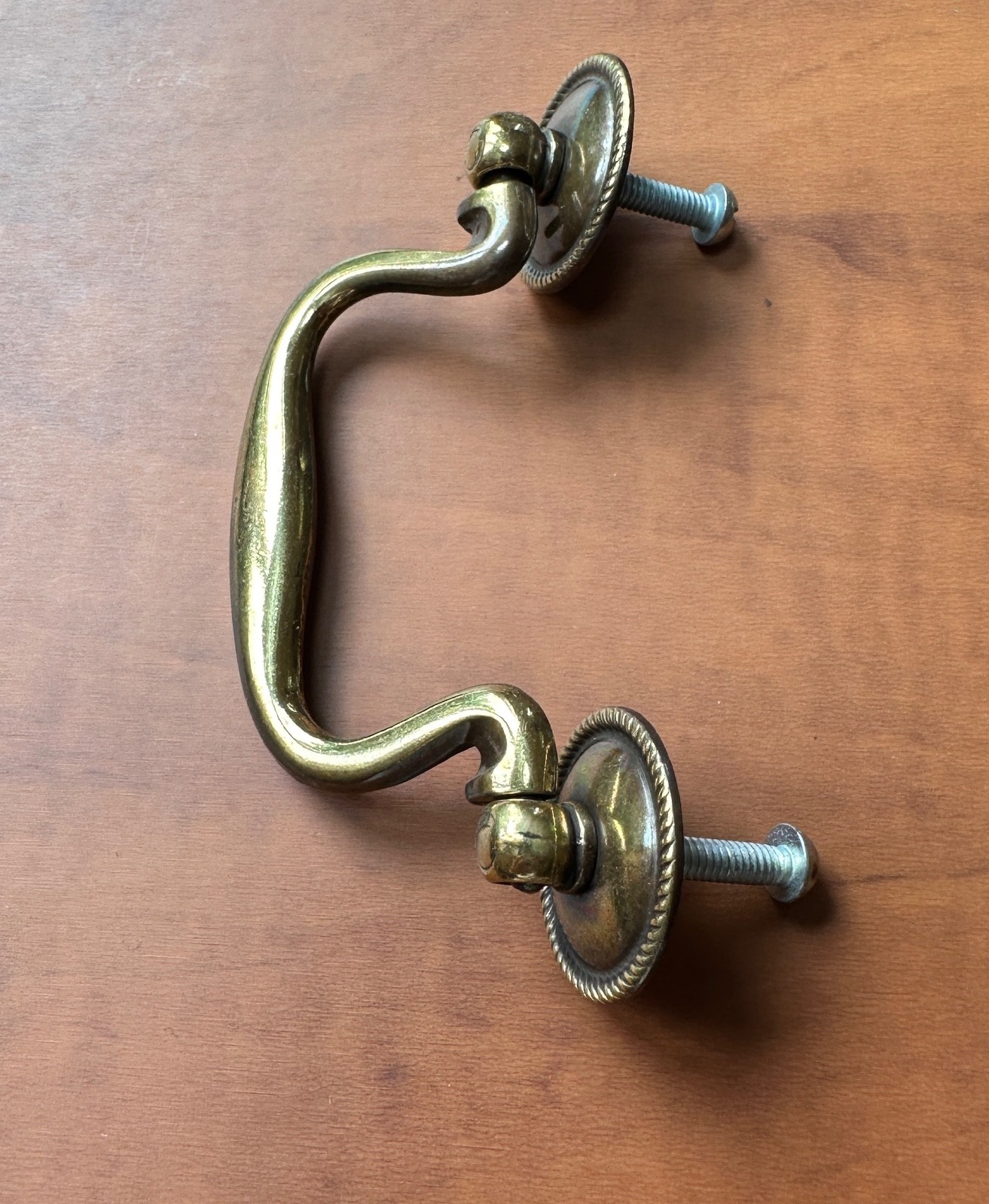 NOS Antique Reproduction Swan Neck Dresser Drawer Cabinet Drop Bail Pull Handle