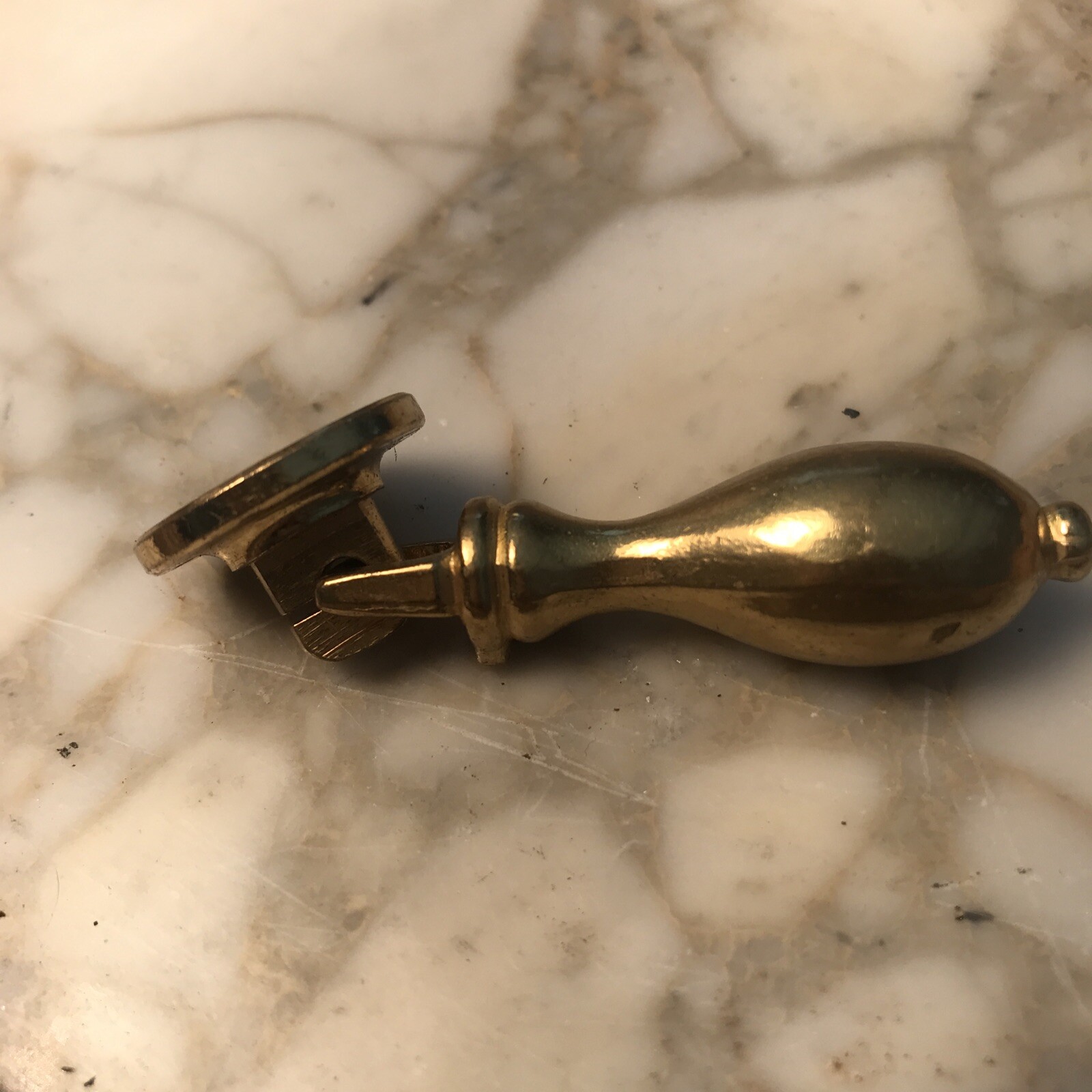 Vintage French drop Pull Polished brass Door Drawer Gold Knob Teardrop Cabinet