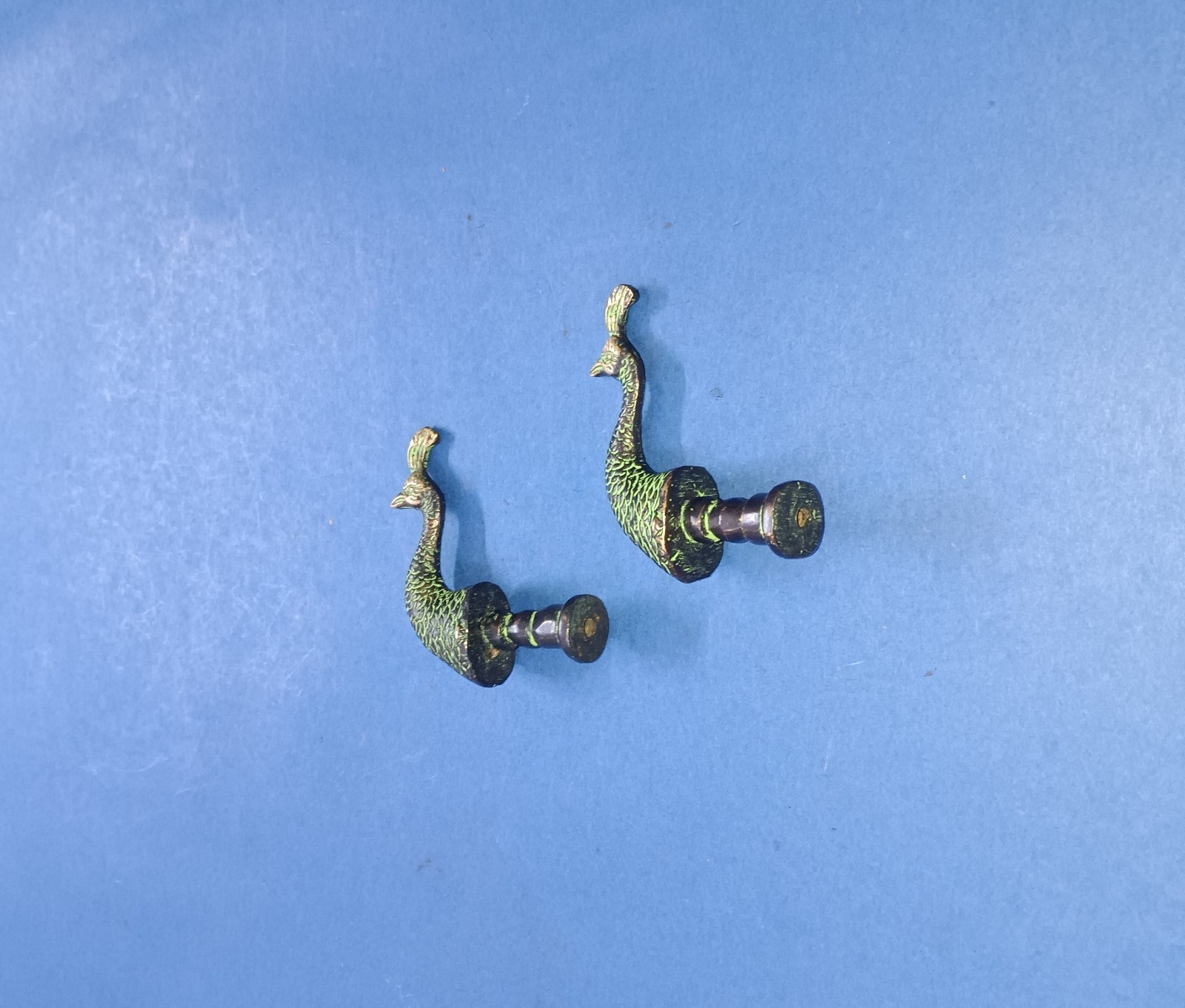 Majestic Peafowl Shape Window Knob Pair Brass Macaw Bird Head Drawer Pull GTX
