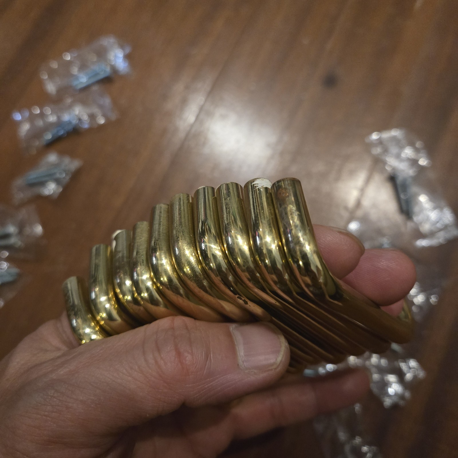 Lot of 20 Solid Polished Brass 3 Inch Drawer Pulls with Screws