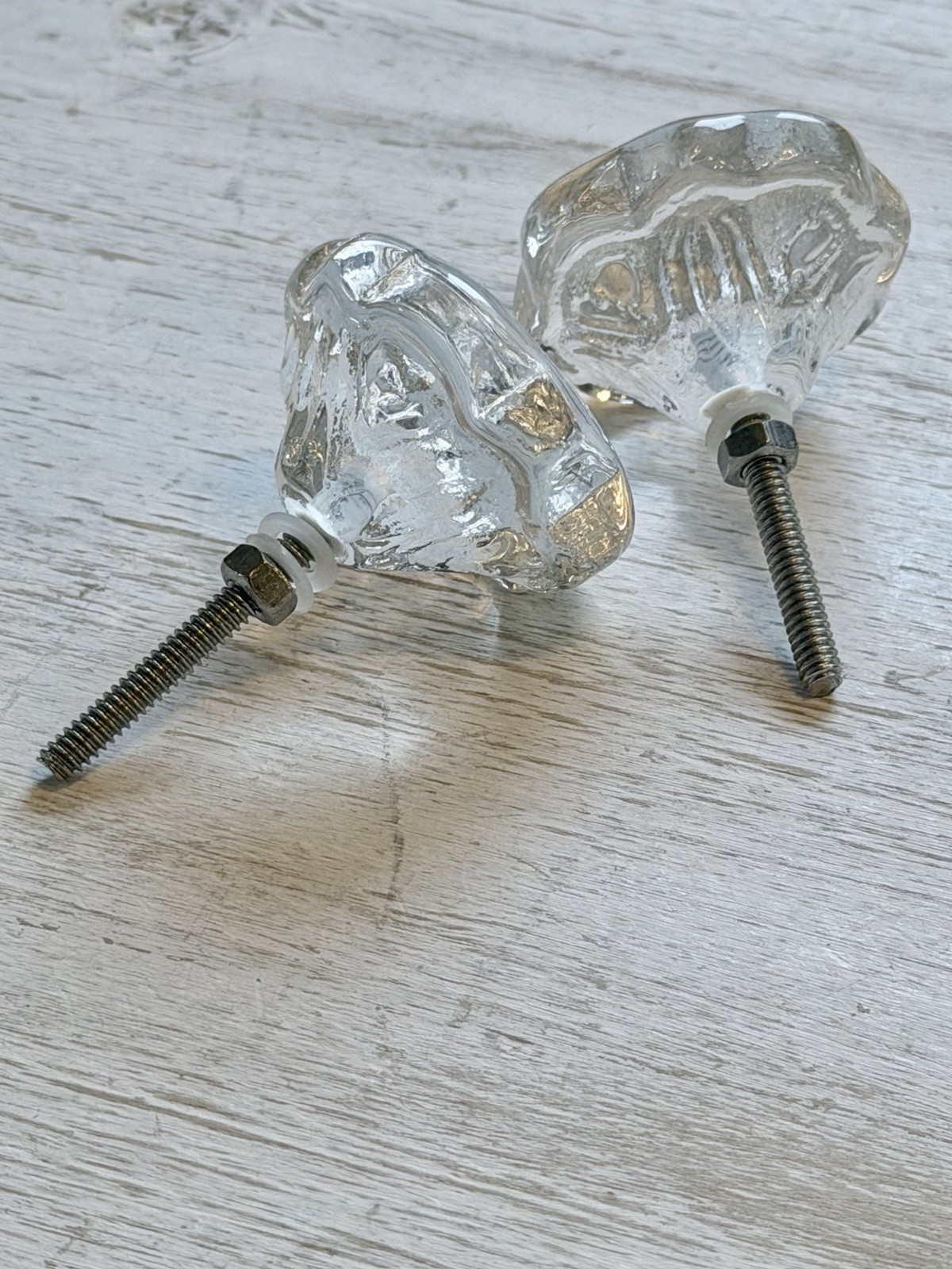 1 VINTAGE HOLLYWOOD REGENCY Flower Glass CRYSTAL Cabinet Drawer KNOBS DOOR PULLS