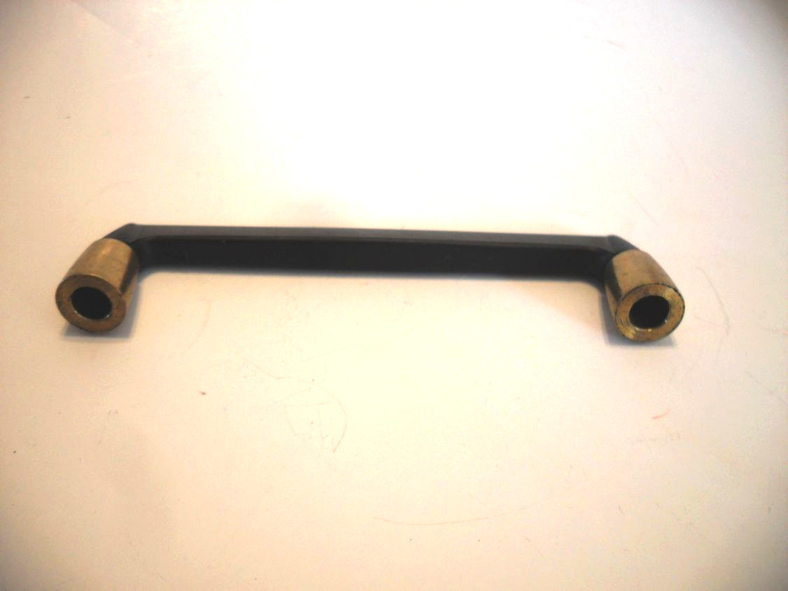 Vintage Nos Ebony Satin Black Drawer Pull w Brass Trim Bases Cabinet Door Handle