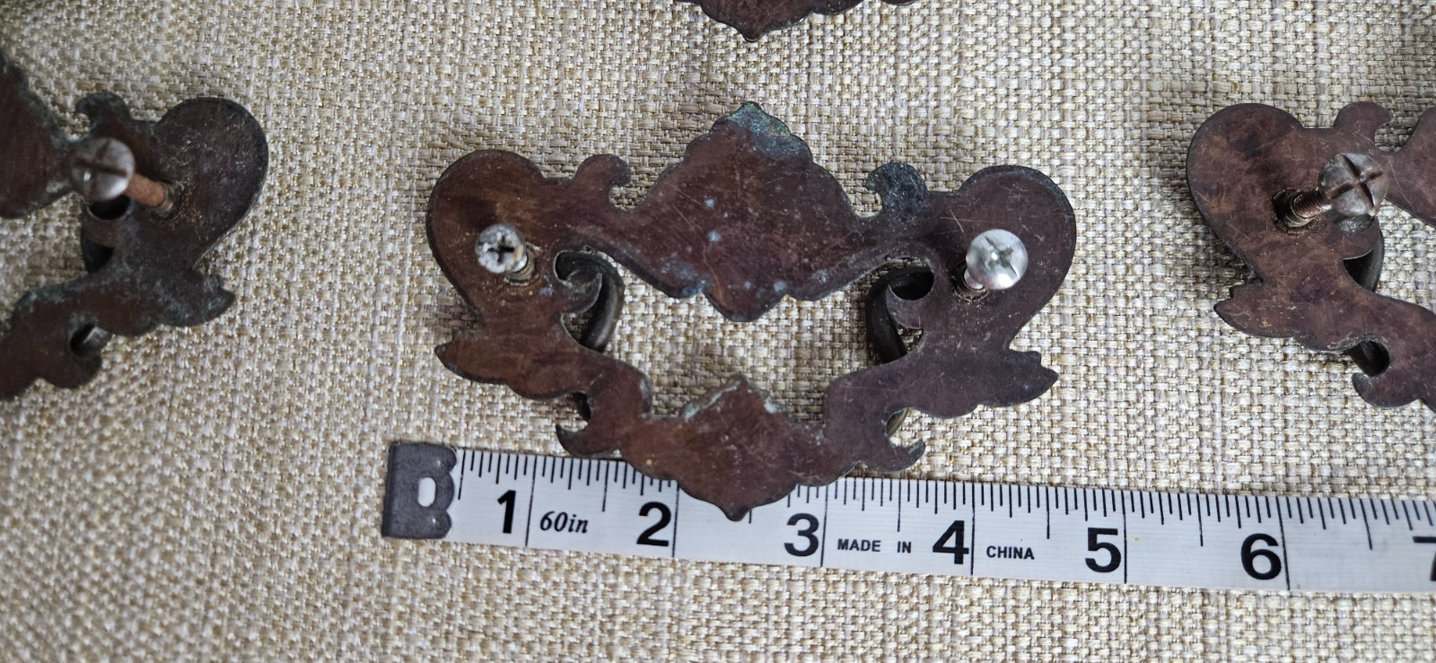 Vintage Chippendale Batwing Drawer Pulls Set 11 Brass 2 Sizes