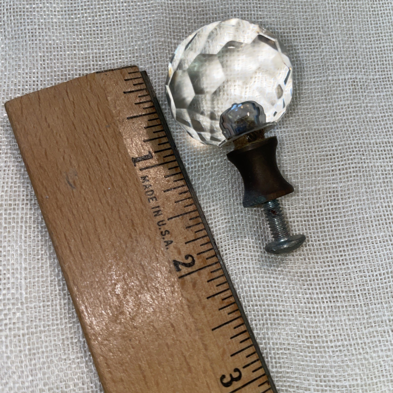 Vtg Faceted Crystal Glass Orb Drawer Pull Hardware Handle Knob Victorian 1.5″