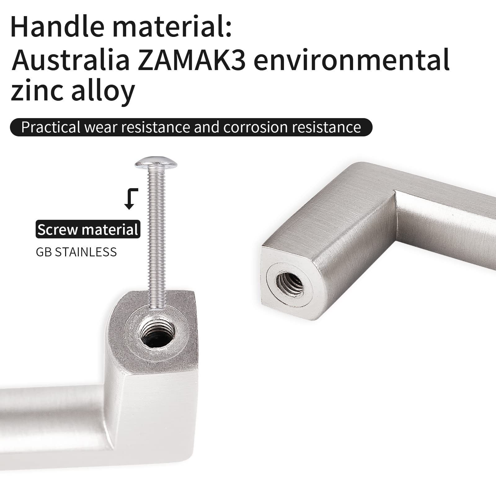 Solid Square Bar Cabinet Handle – Matte Brushed Nickel Furniture Pull 6 Inch-…