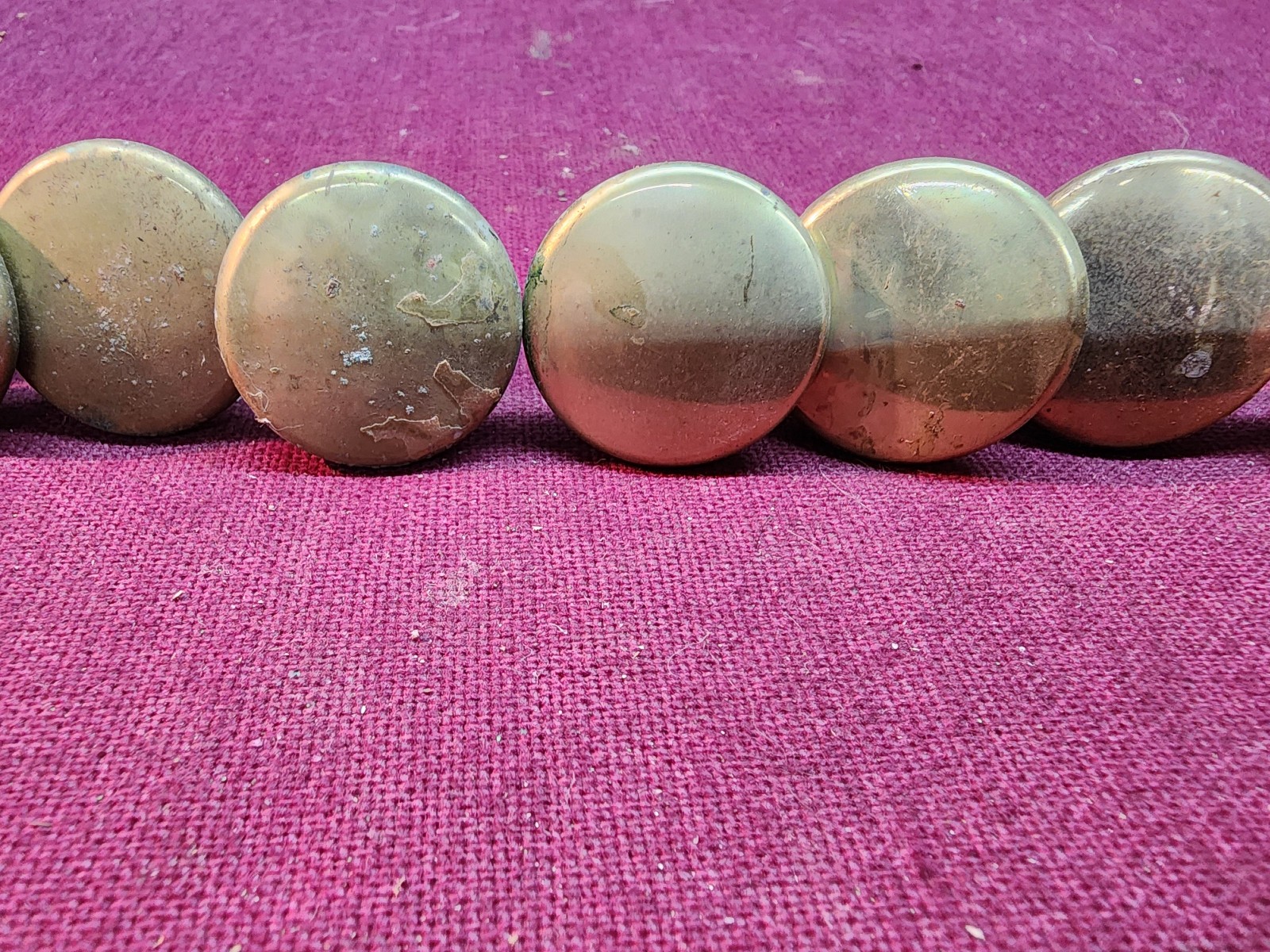 Lot of 10 Vtg Brass Round Drawer Knobs Pulls Cabinet Hardware