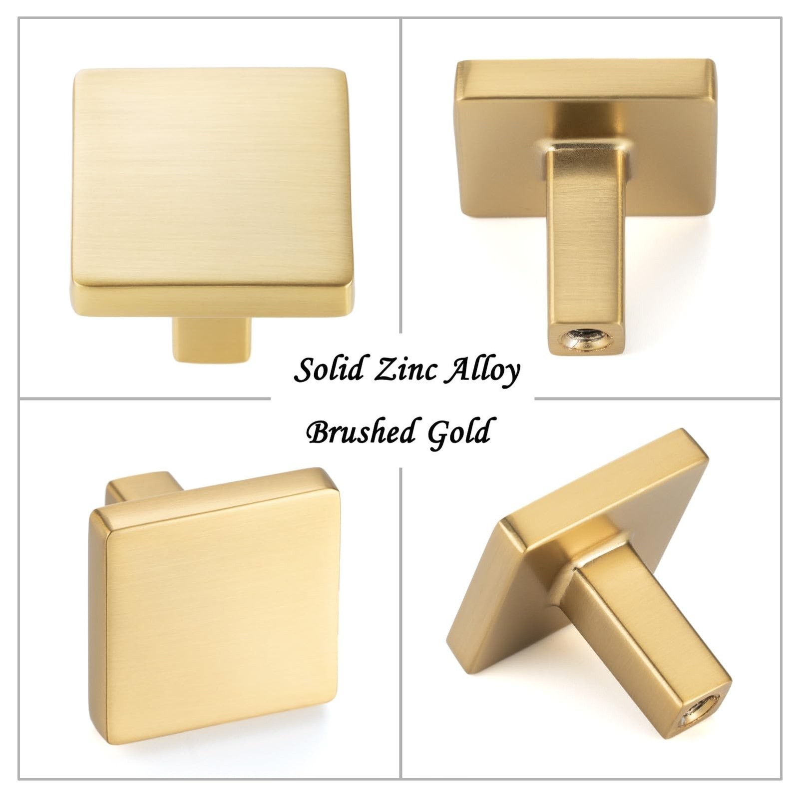 10 Pack 1-1/8 Inch, Square Brushed Gold Cabinet Knobs Gold Drawer Knobs Gold …