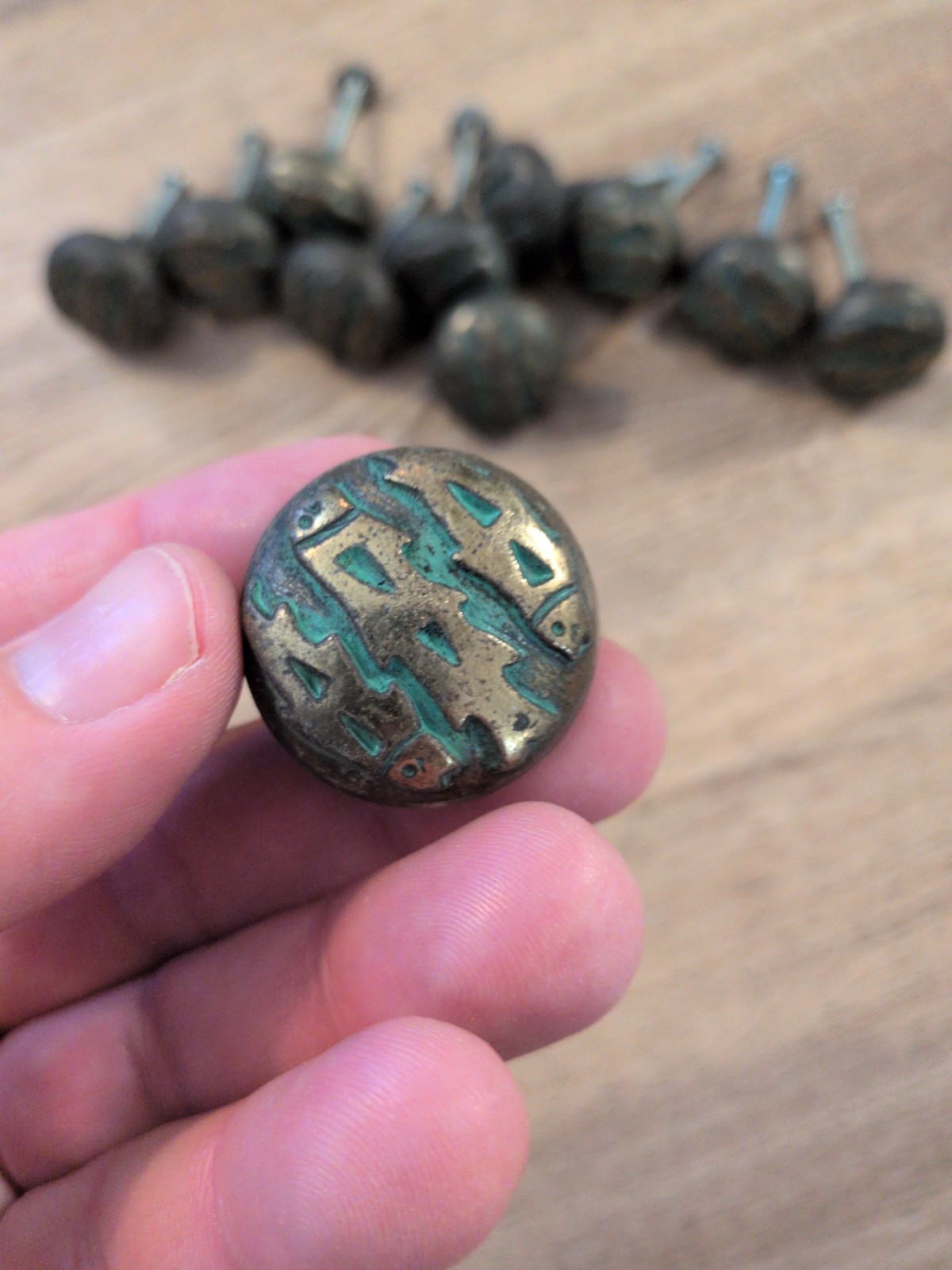 Vintage Brass Pull Knobs Fish Motif Lot Of 11 Southwestern Style