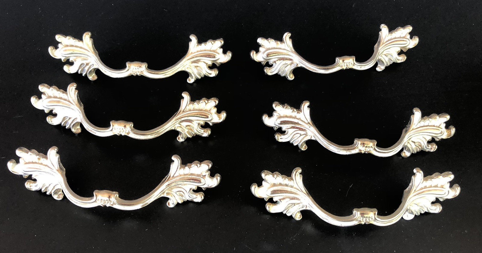 6 Vintage French Provincial Leaf Drawer Pull Handles No Screws Ajax 990