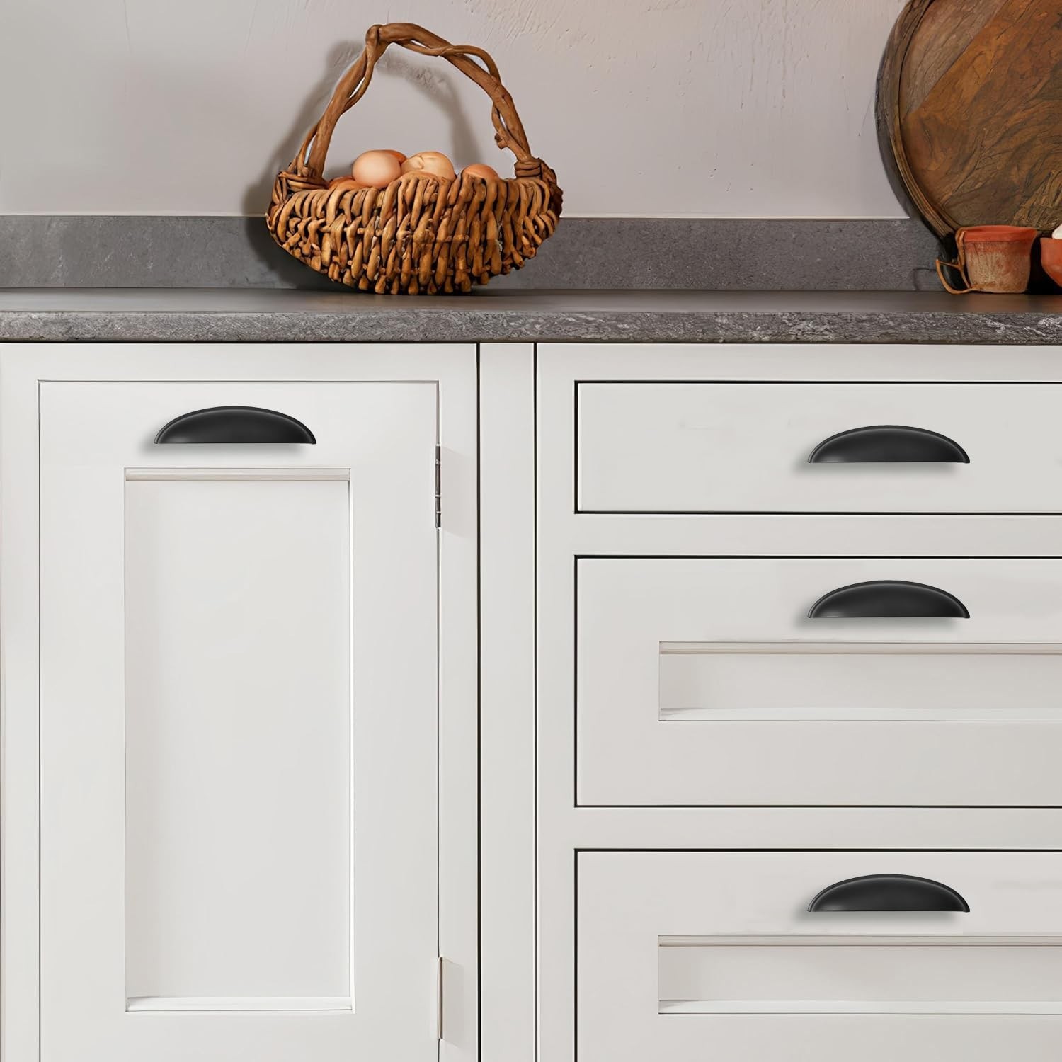 10 Pack 5″ Drawer Pulls Matte Black Cabinet Cup Pulls Kitchen Hardware Cabine…