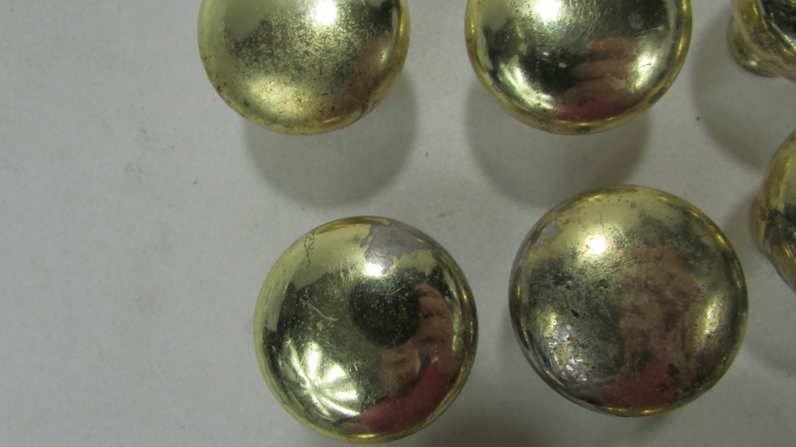 Vtg Gold-Tone Mushroom Style 1″ Round Cabinet Drawer Pulls Knobs Set of 6