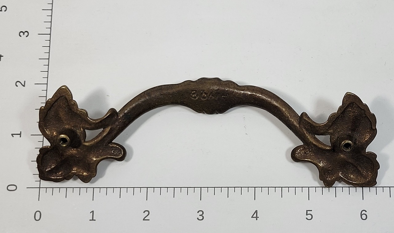 4 Lg Antique Brass French Provincial 6 1/4″ Cabinet Pulls Furniture Handle 5″ OC
