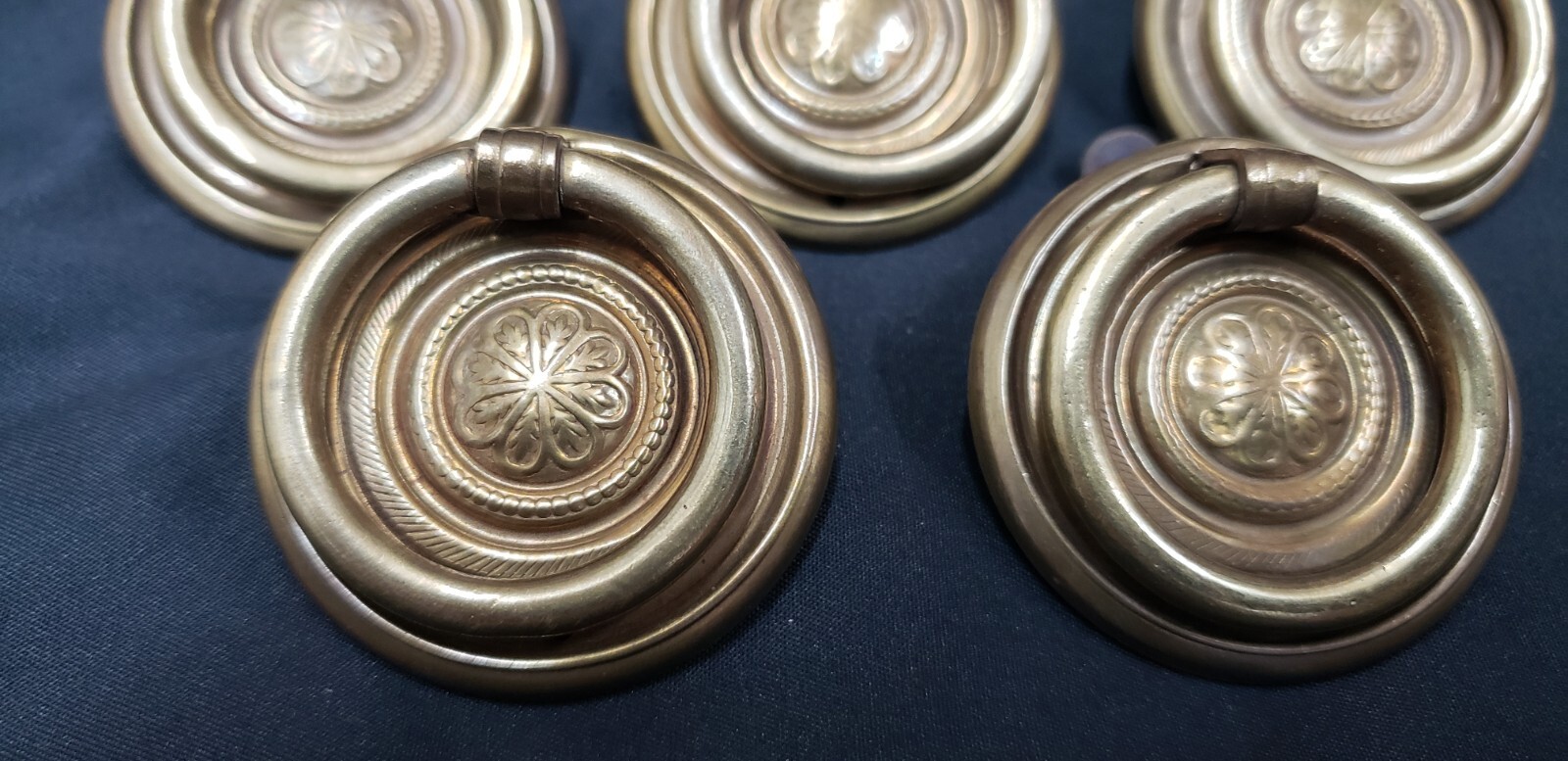 9 Ornate Round Brass Furniture Drop Pulls with Screws 1 7/8″ Round GS00310