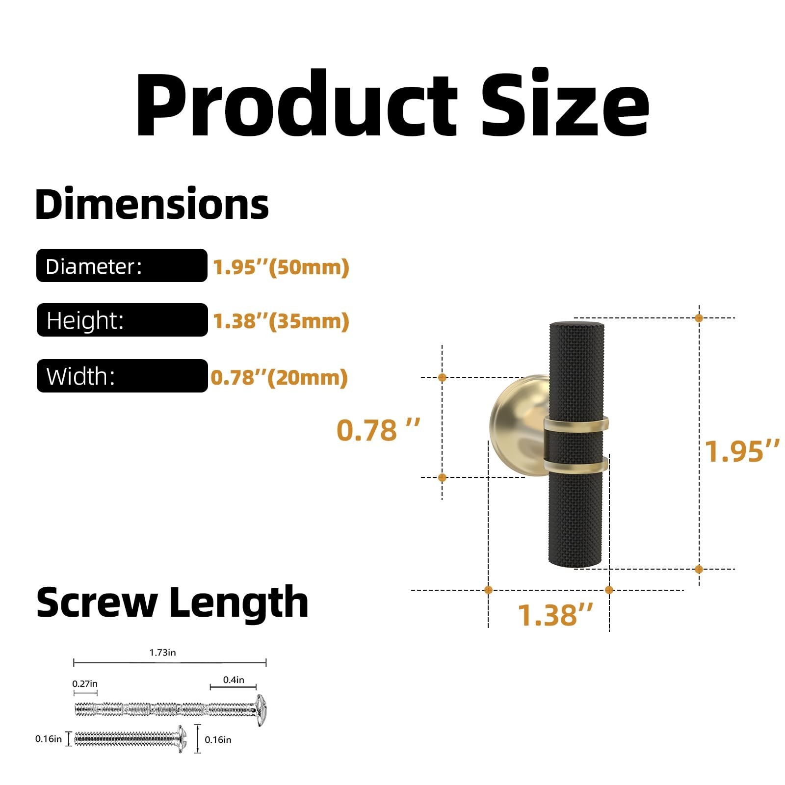 30 Pack Cabinet knurled Knobs Matte Black and Brushed Gold Kitchen Cabinet Kn…