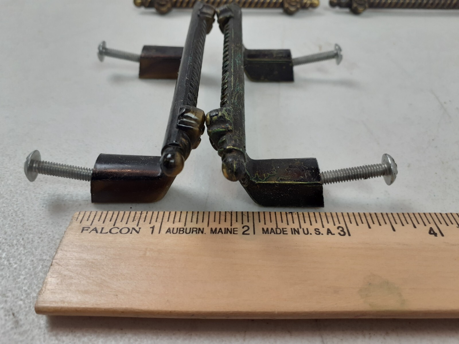 Lot of 11 Vintage Ajax “Roped” Metal Drawer Pull/Cabinet Handles w Screws 4.5″