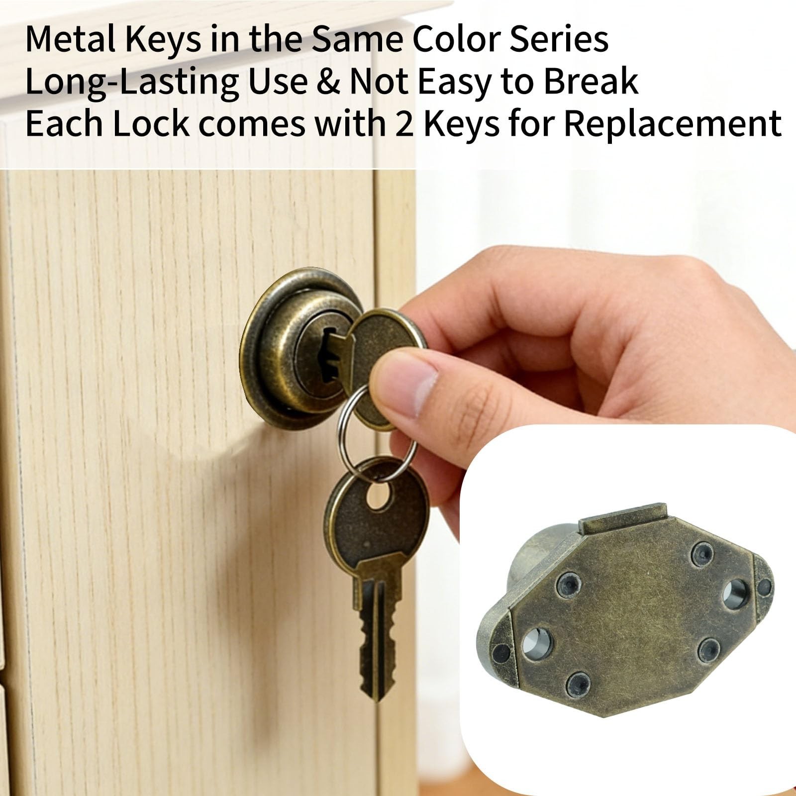 Antique Bronze Desk Cabinet Lock with Keys – 4 Pack Drawer Security Locks