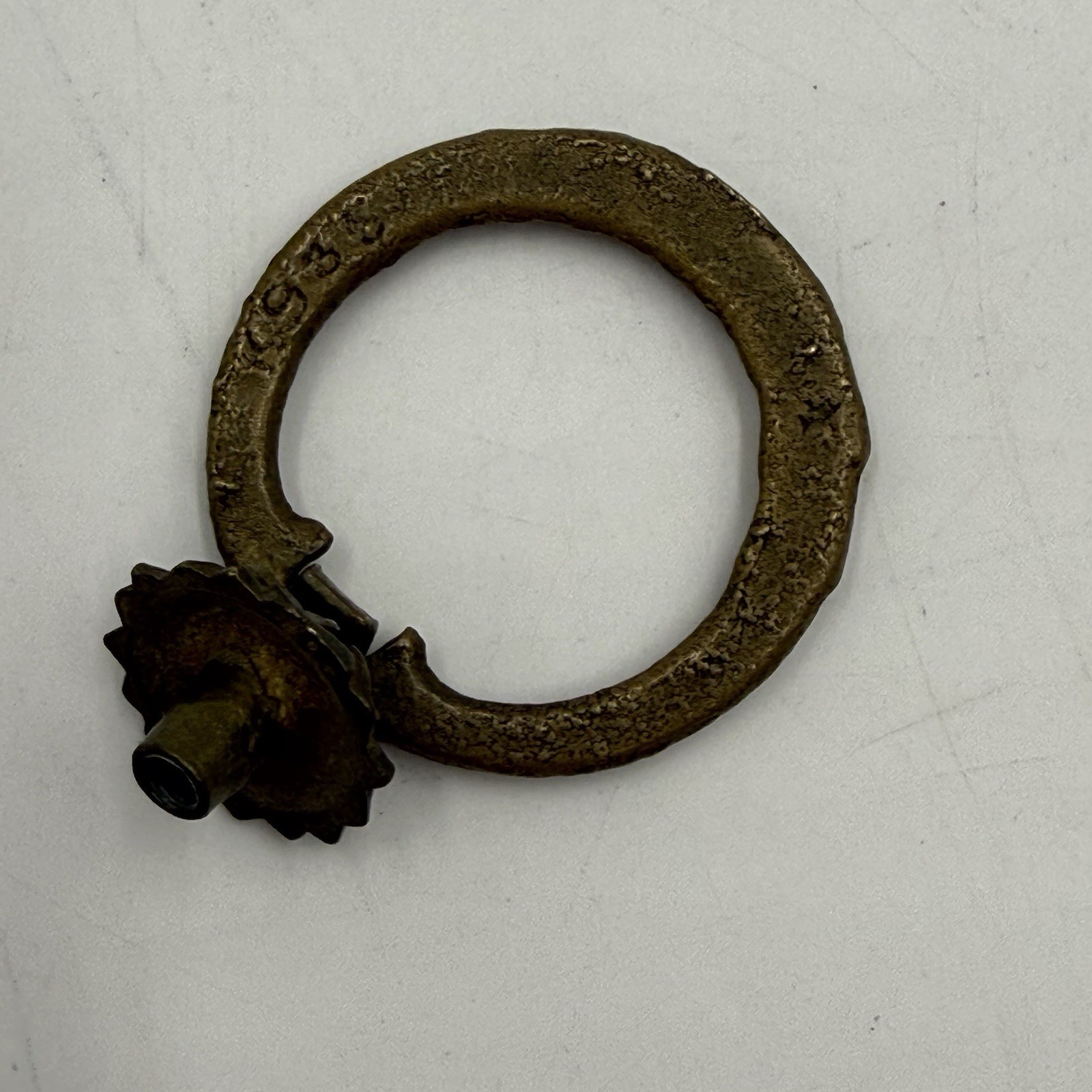 Brass French Victorian Antique Drop Ring Drawer Two Pulls Wreath Laurel Regency
