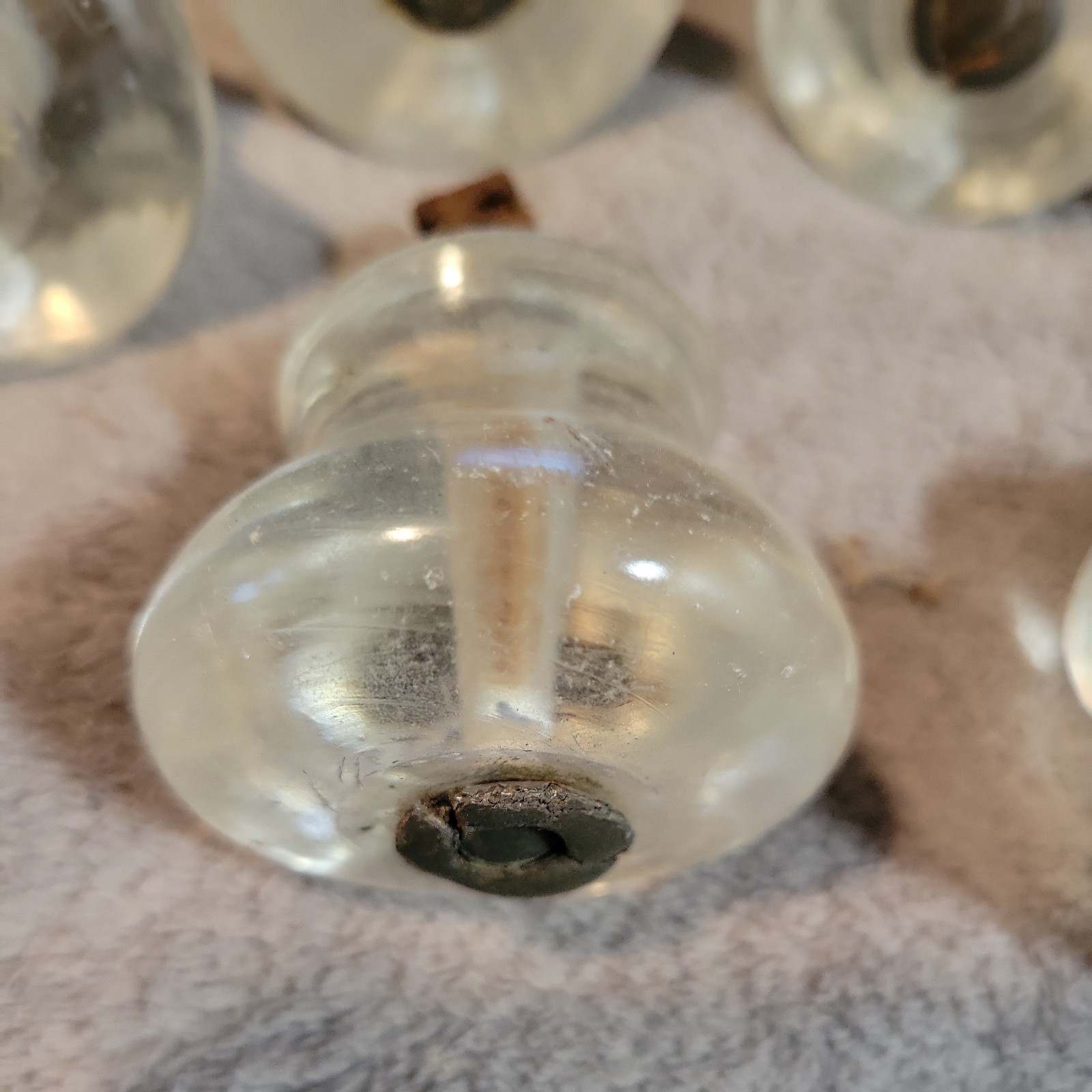 Set 6 Antique Glass Furniture Knobs or Pulls