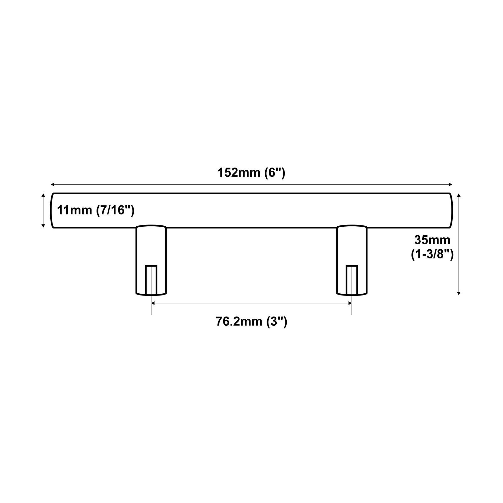 Rok 20 Pack Hardware Solid Steel Brushed Nickel Euro Style Handle 3 76.2Mm Hole
