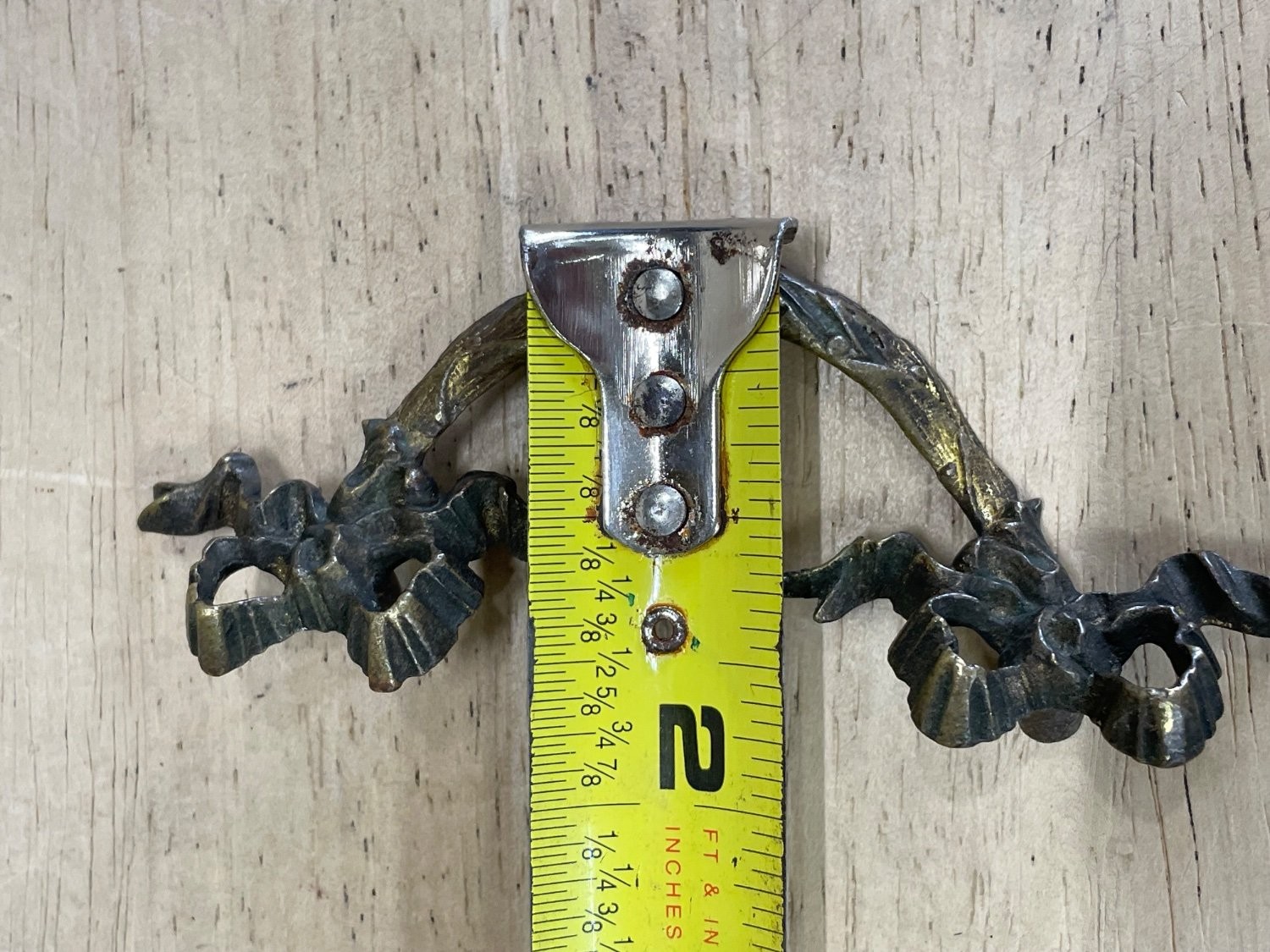 Vintage Antique Brass Drawer Pull Ribbon Bow Laurel Leaf French Provincial