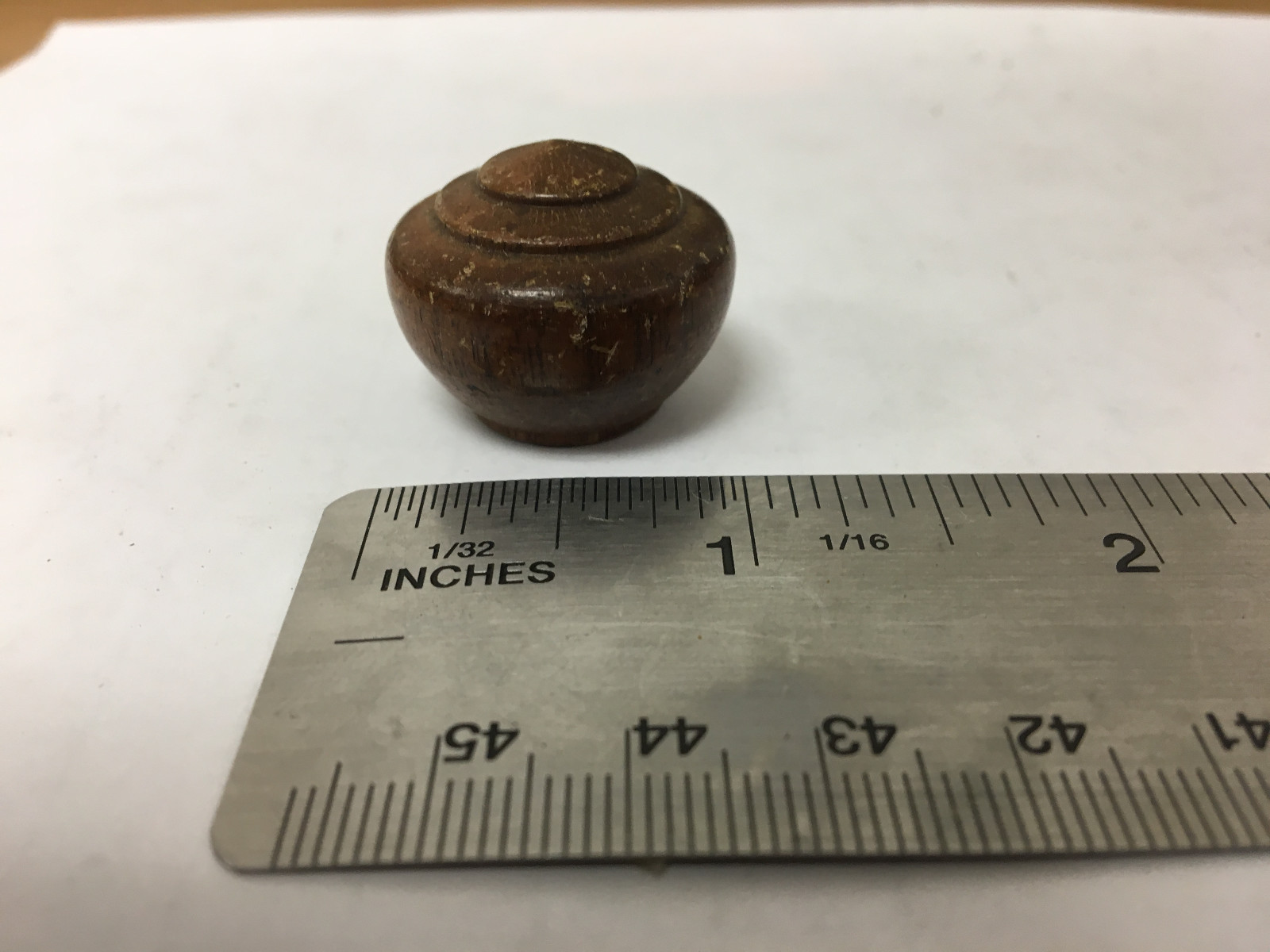 Vintage Small Rounded Ornate Dark Brown Wooden Knob