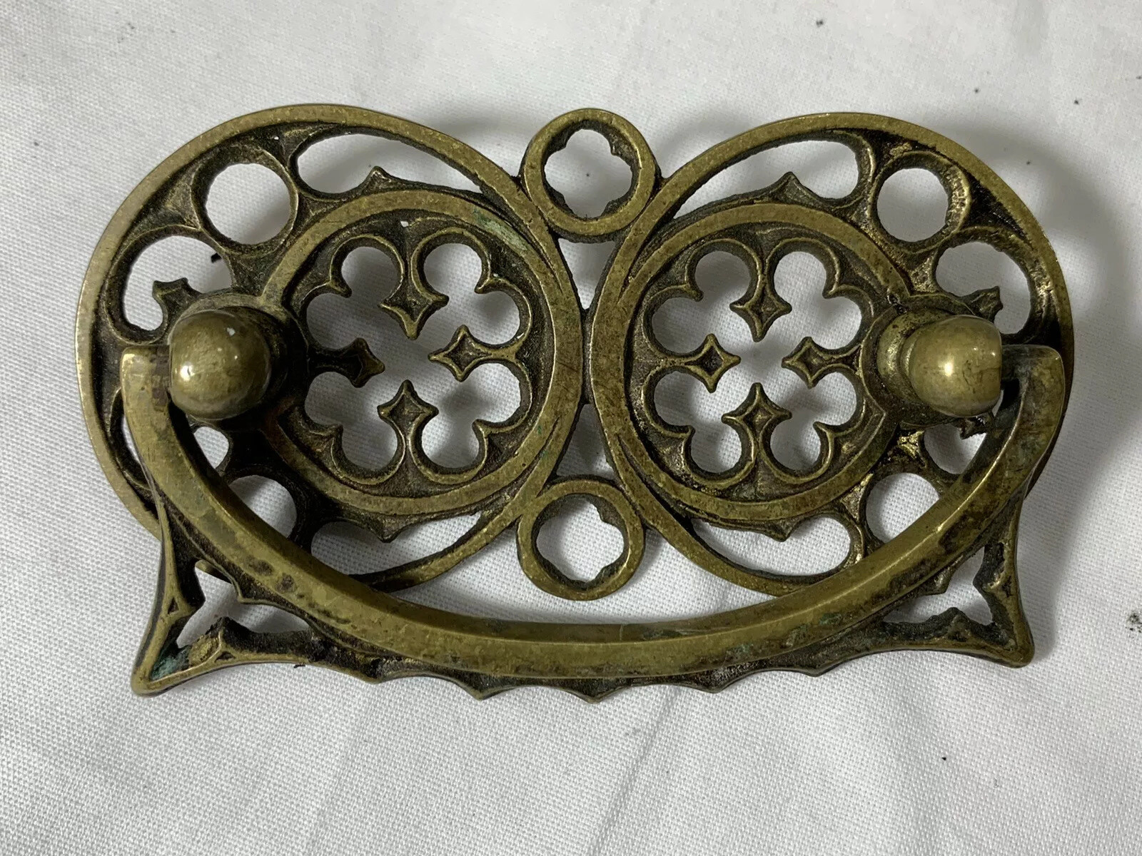 4 UNIQUE Vintage Celtic Spanish Ornate Fancy Brass Drawer Dresser Pulls