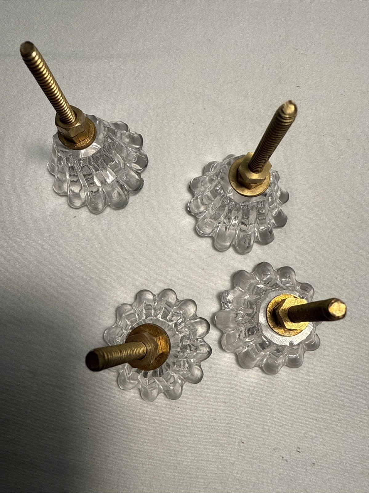 DRAWER CABINET KNOB PULL Flower Floral Clear Glass Fancy Chic Cottage LOT 4