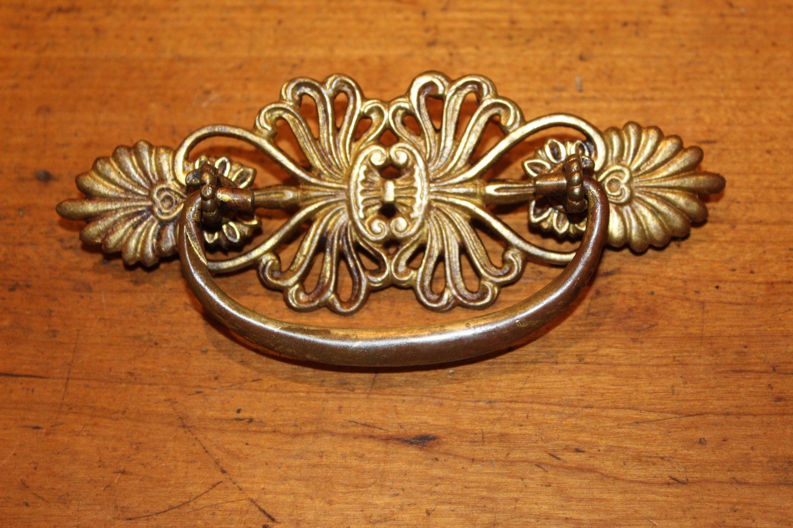 Antique Ornate 5-1/2″, 3″O.C. Cast Bronze Furniture Drop Bail Drawer Pull J-8