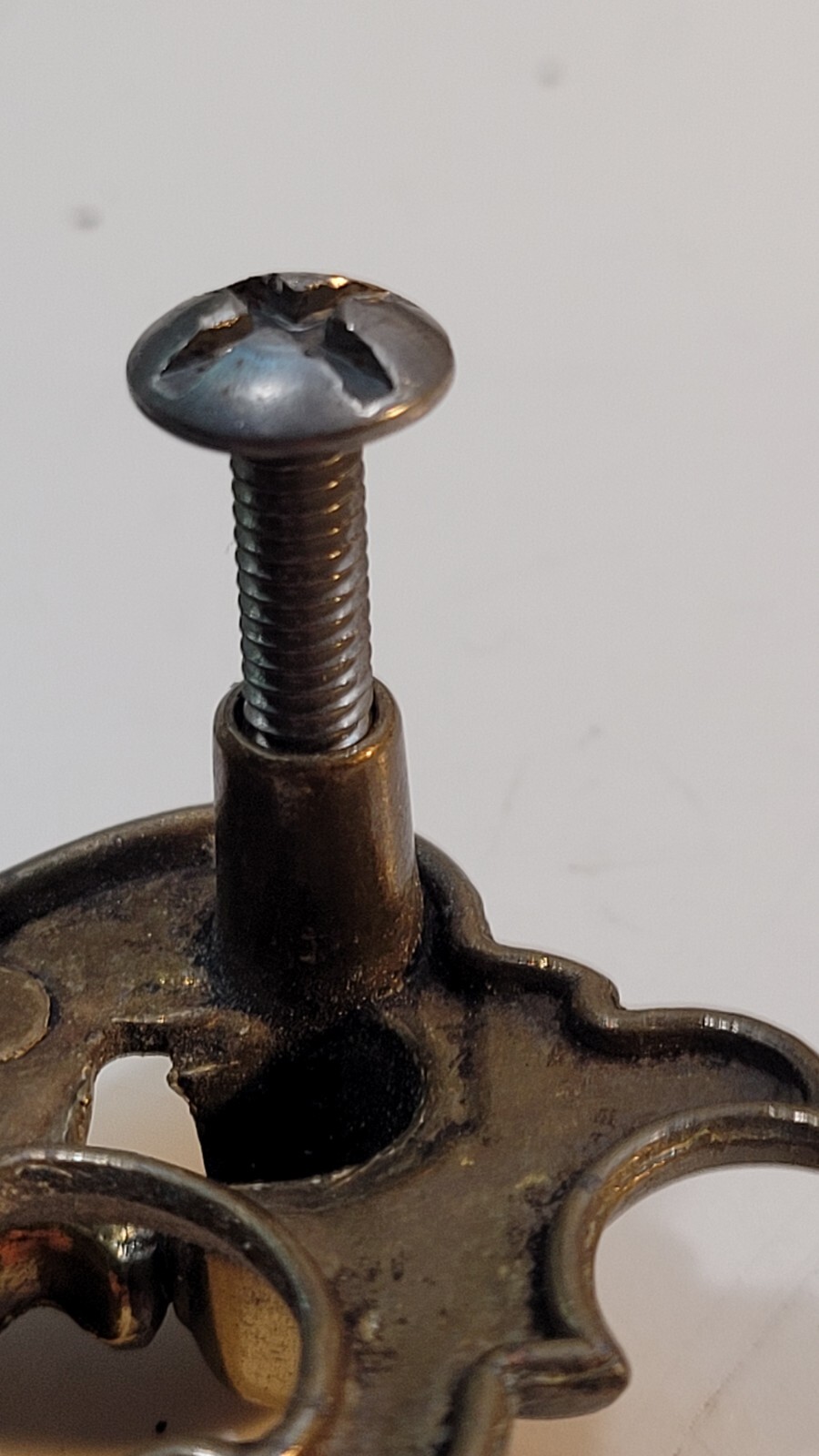 Vintage Brass Drop Bail Pull Handle Drawer w Bolts 2.5 inches between bolts