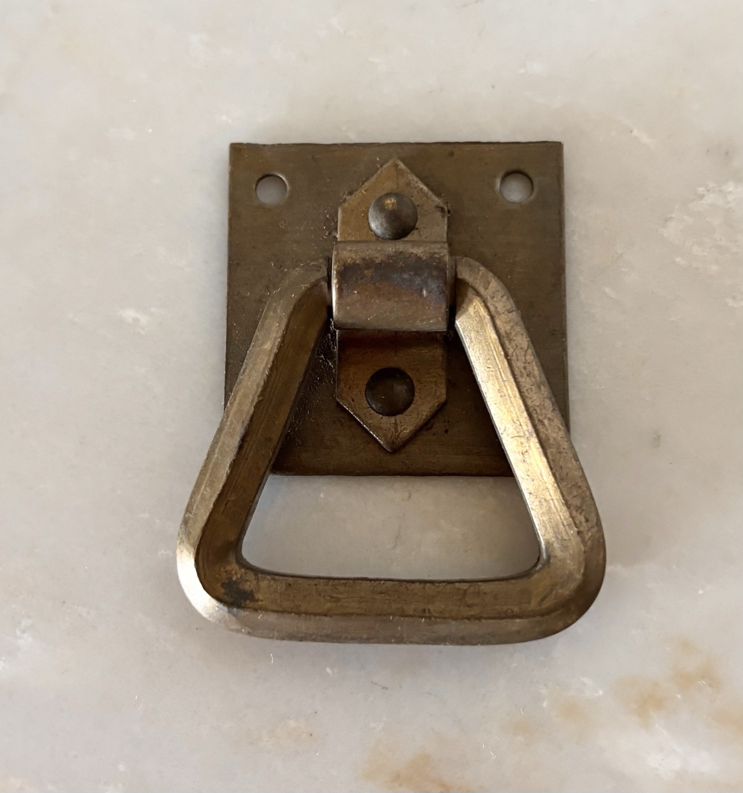 Vintage Antique Mission Arts & Crafts Style Square Brass Ring Drawer Pull
