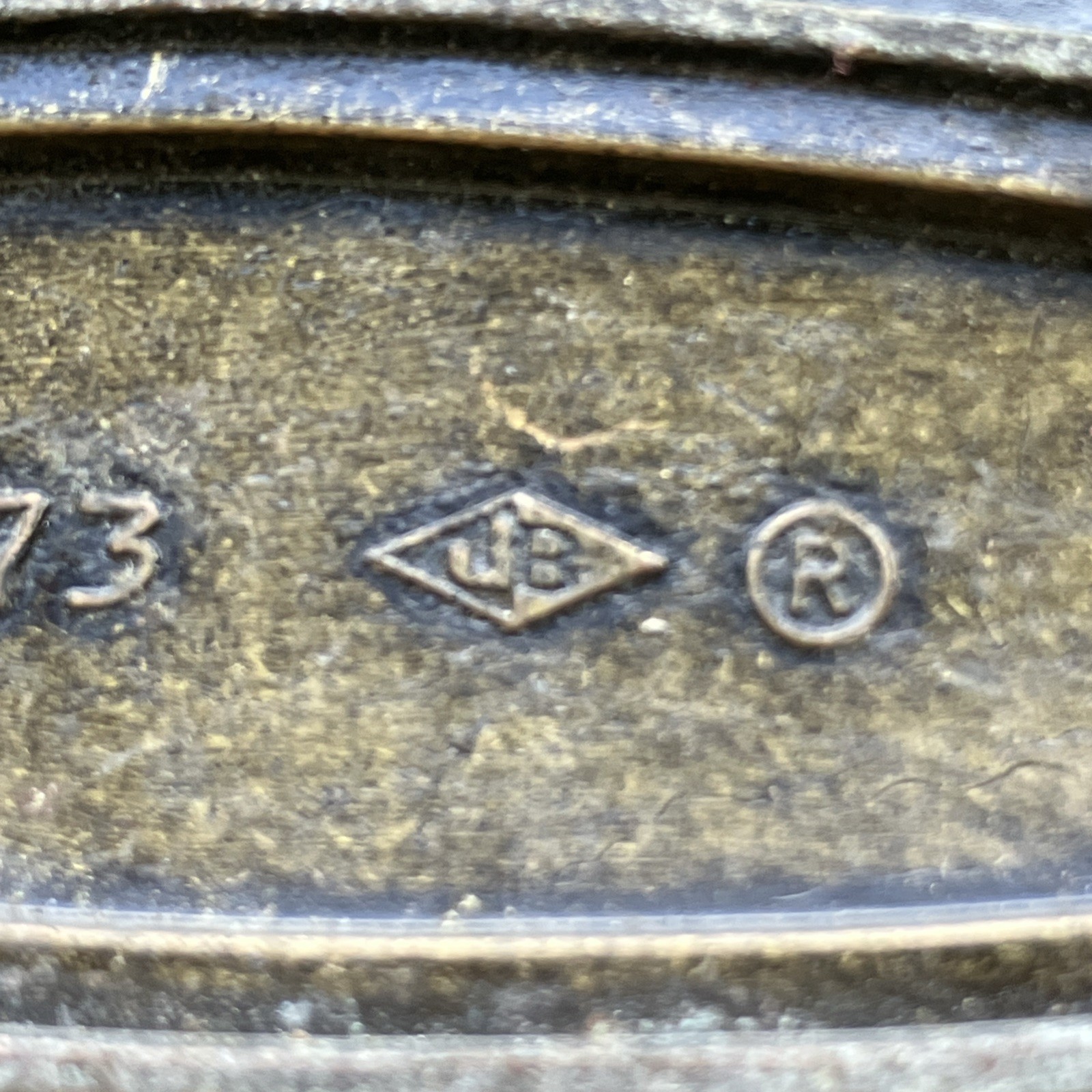 Vintage 1973 One (1) JB JayBee 358 Burnished Brass Drawer Pull Backplate