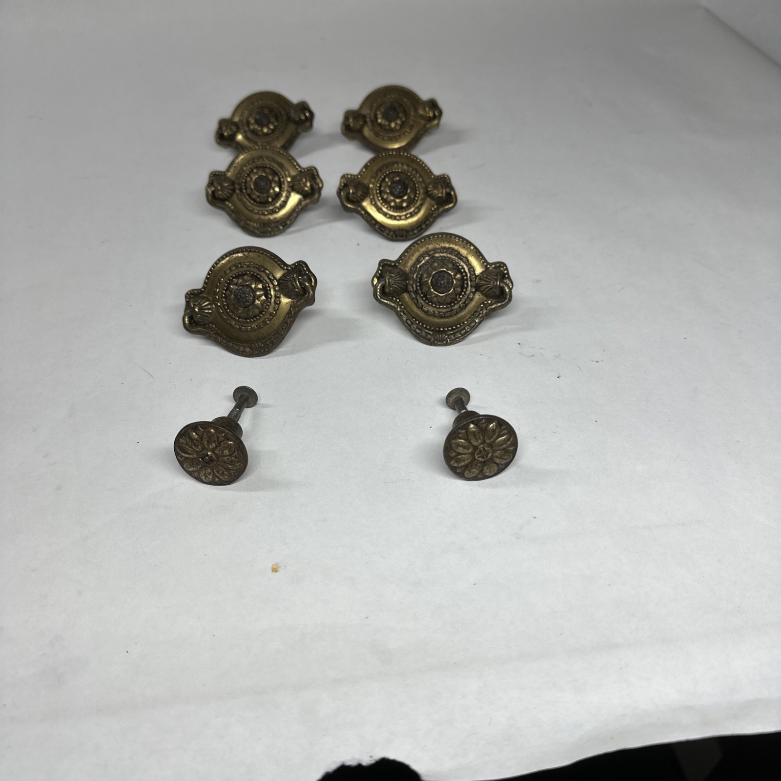 Vintage Metal Drawer Pull Drop Handle Set Of 8