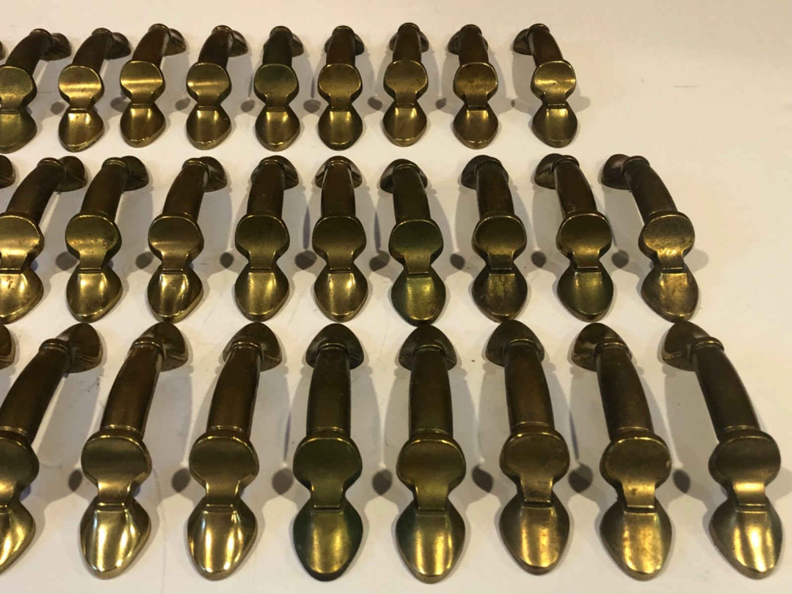 Vintage Brass Drawer Pulls Handles Knobs Cabinet Lot of 35