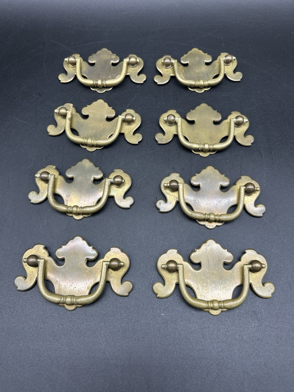 Ethan Allen Heirloom Vintage Brass Bail Handle Drawer Pulls X8 No Hardware