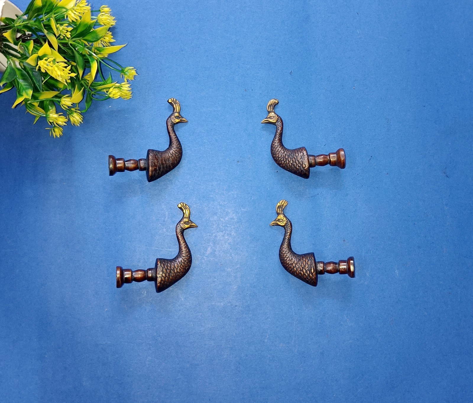 Peacock Head Shape Home Window Knob Brass Drawer Knobs Set of 04 Pieces GTX