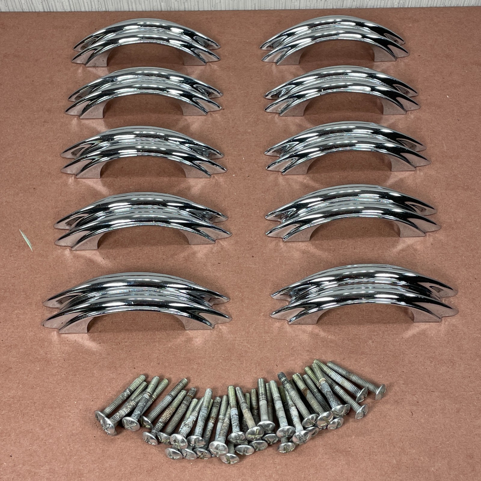 2 Vintage Chrome Cabinet Pulls Drawer ( Similar to Youngstown & Amerock E311 )