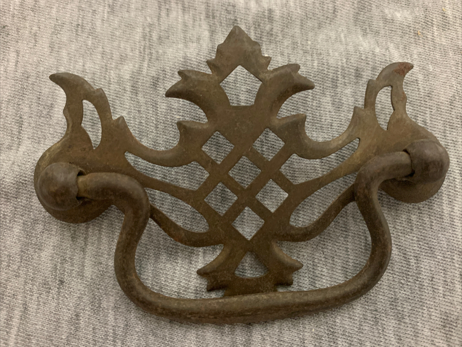 Vintage Brushed Brass Batwing Handle Drawer Pulls Lot of 4