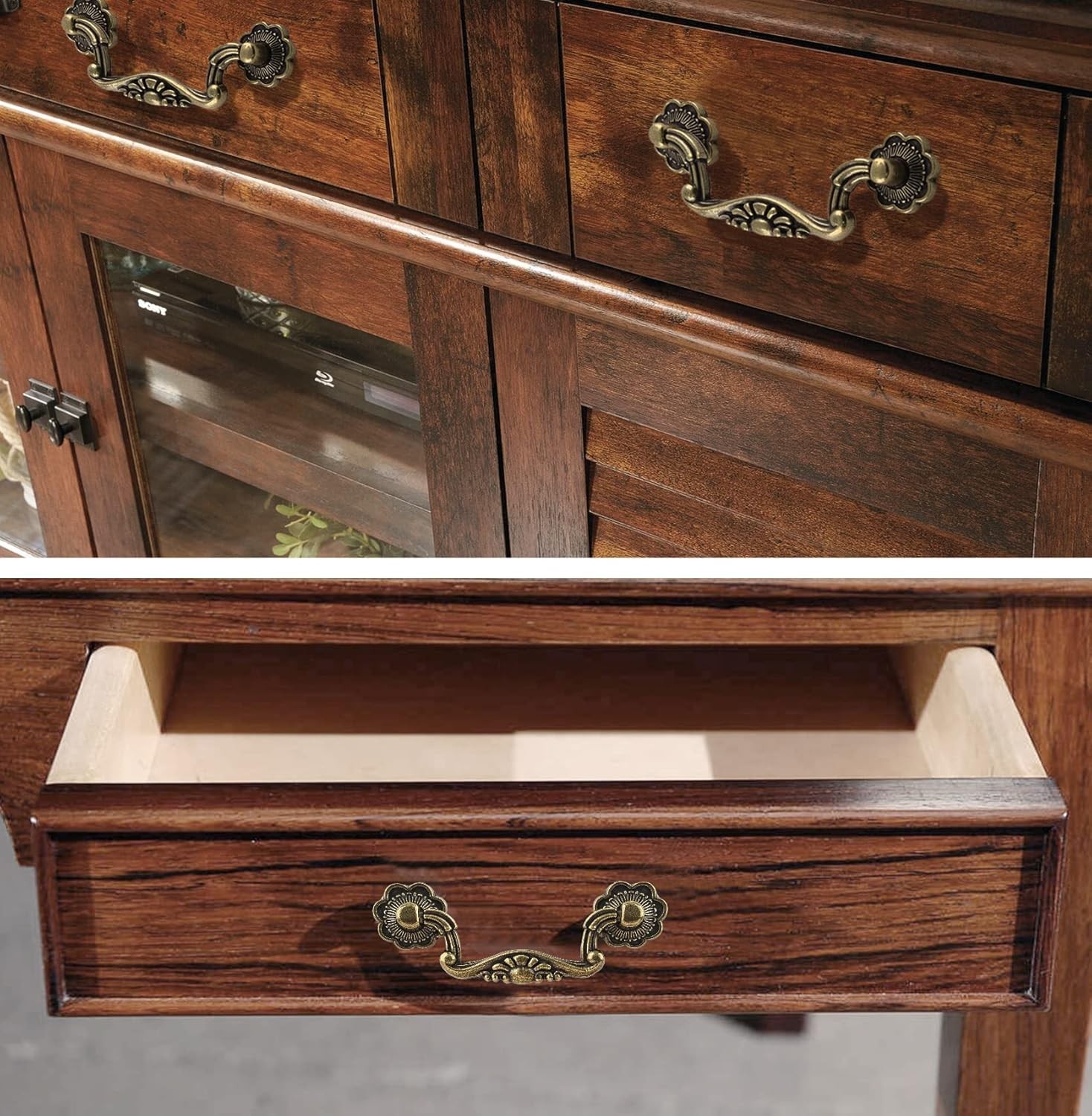 6PCS 3Inch Hole Centers Antique Bronze Drop Drawer Pulls, Bail Cabinet Pulls