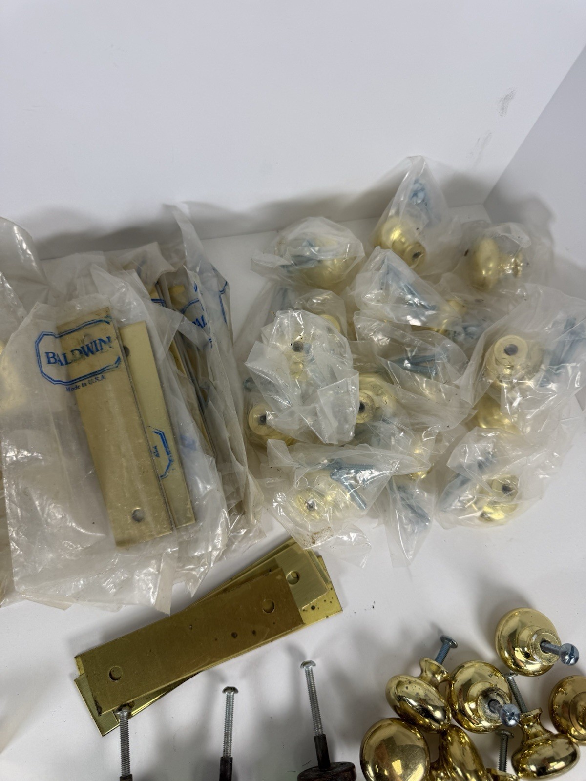 Vintage Brass Cabinet Hardware Lot Amerock Baldwin Pulls Knobs Handles NOS